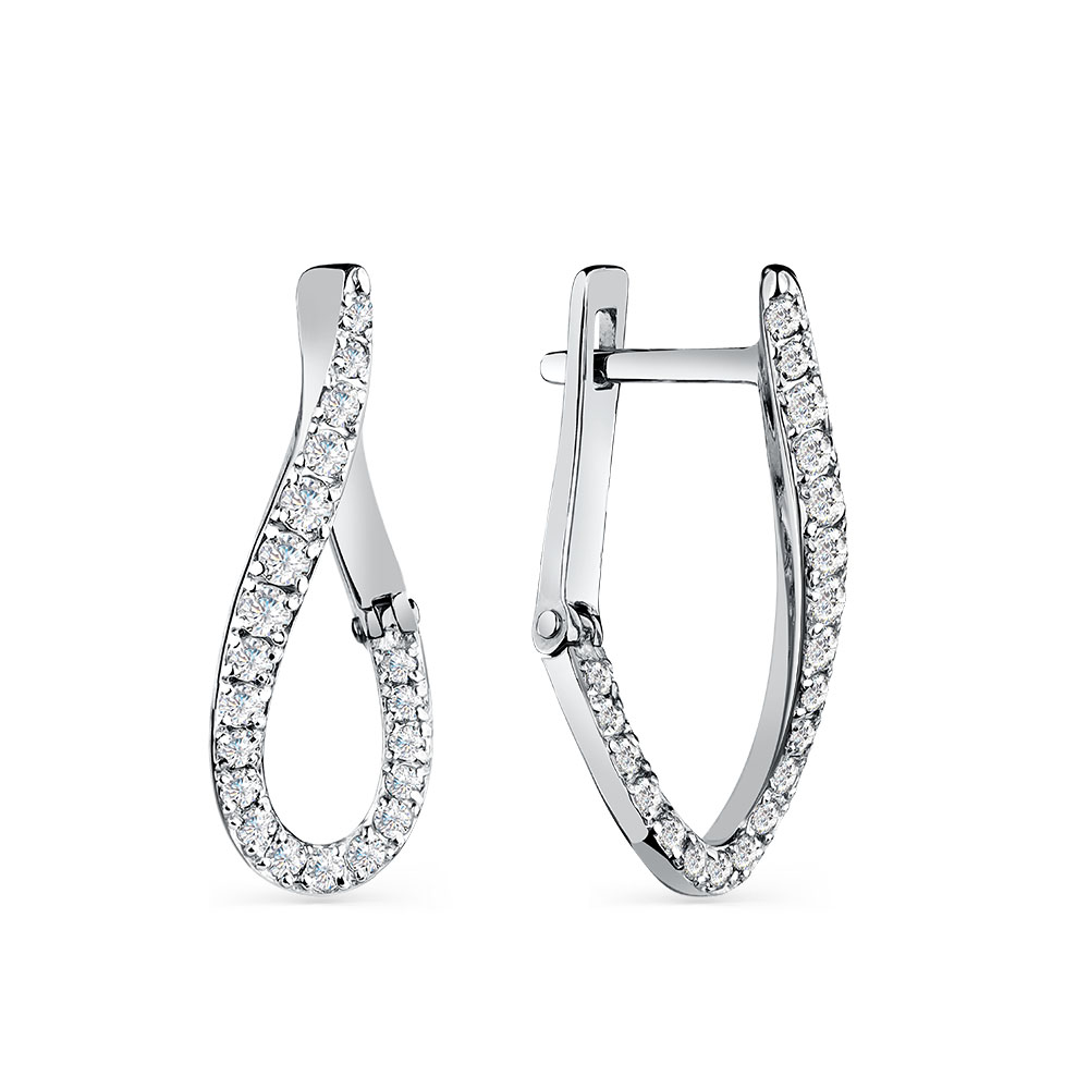 Серьги из белого золота с фианитами Ювелирное изделие - Серьги из белого золота с фианитами в магазине Best-Gold 140140