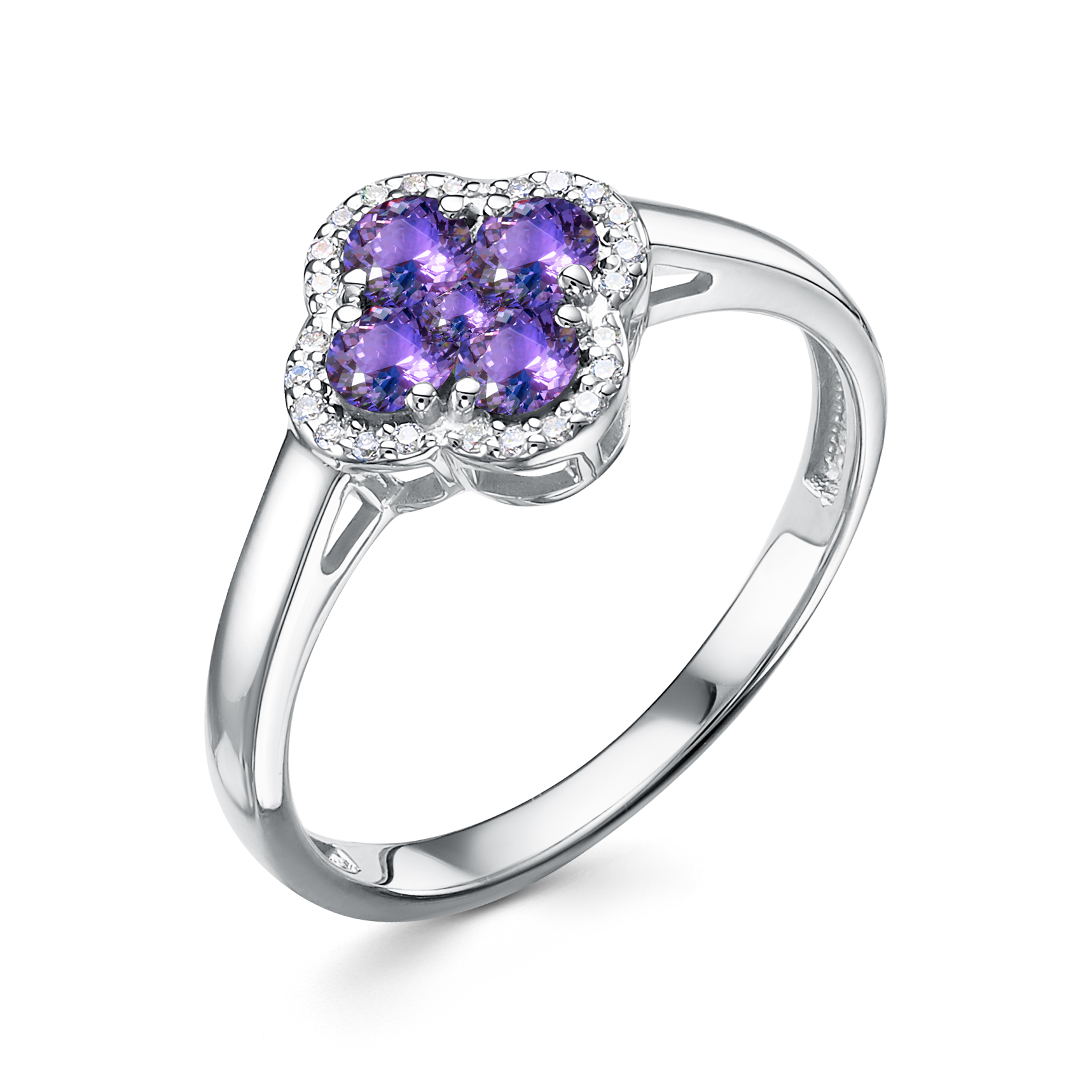 Ювелирное изделие - Кольцо из белого золота с танзанитами и бриллиантами в магазине Best-Gold 131380