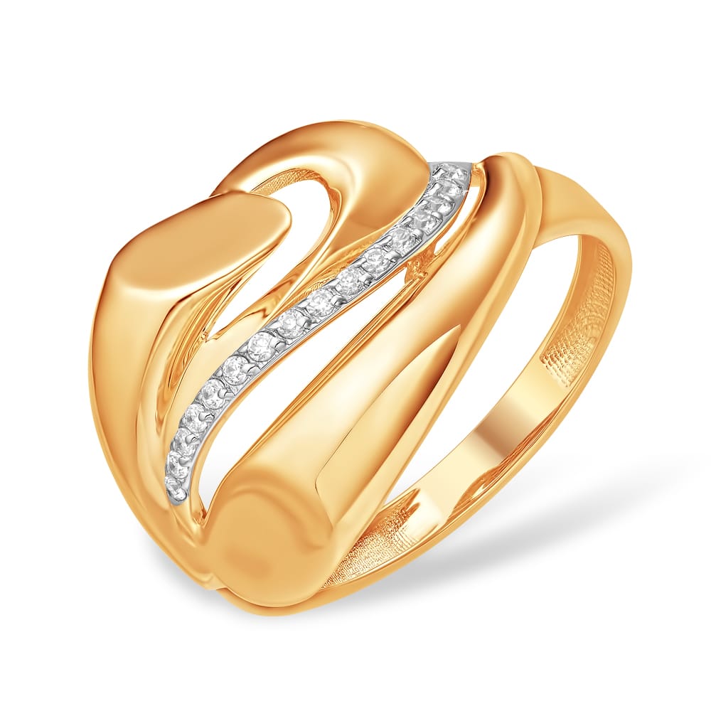 Кольцо из красного золота с фианитами