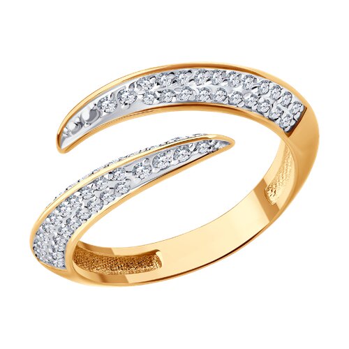 Кольцо из красного золота с фианитами