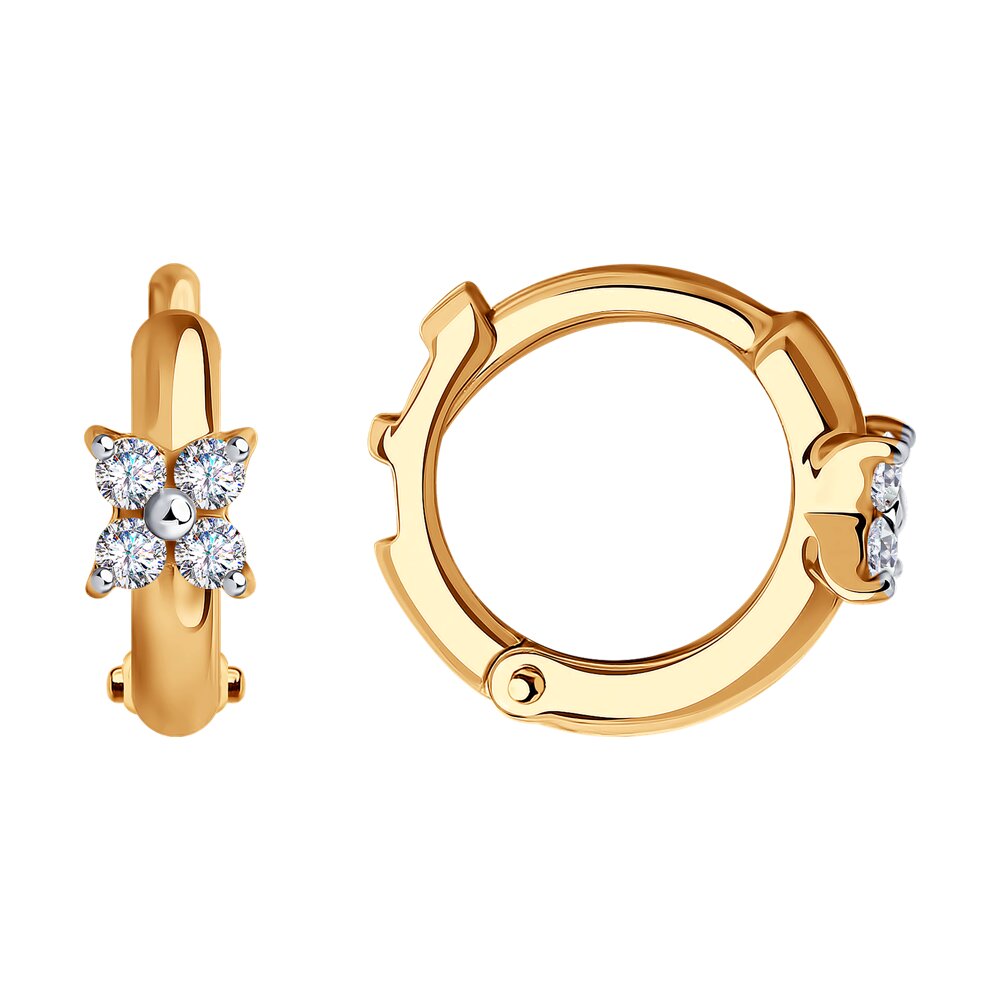 Серьги из красного золота с фианитами Ювелирное изделие - Серьги из красного золота с фианитами в магазине Best-Gold 123945