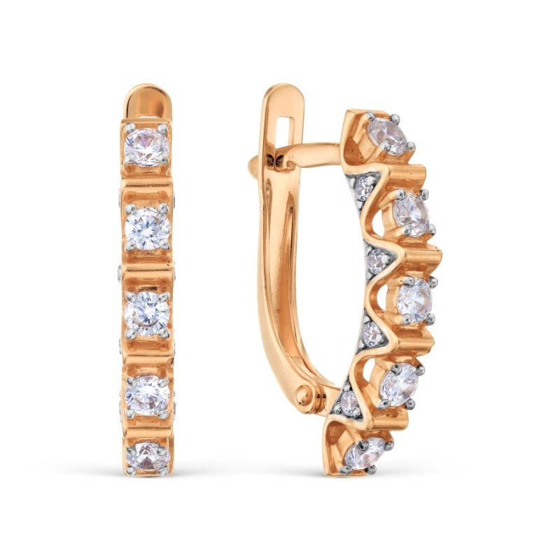 Серьги из жёлтого золота с фианитами Ювелирное изделие - Серьги из жёлтого золота с фианитами в магазине Best-Gold 029599