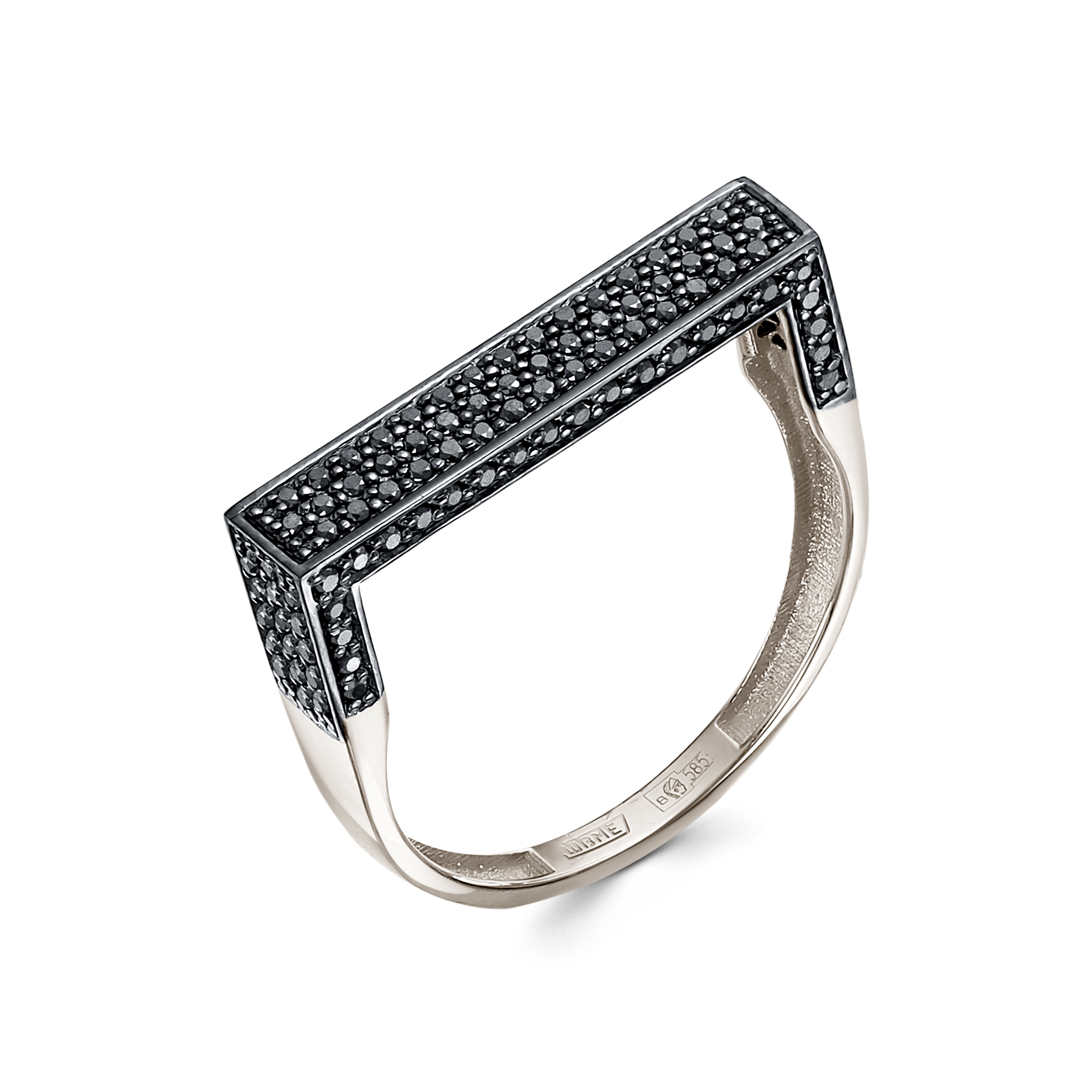 Кольцо из белого золота с чёрными бриллиантами Ювелирное изделие - Кольцо из белого золота с чёрными бриллиантами в магазине Best-Gold 122744