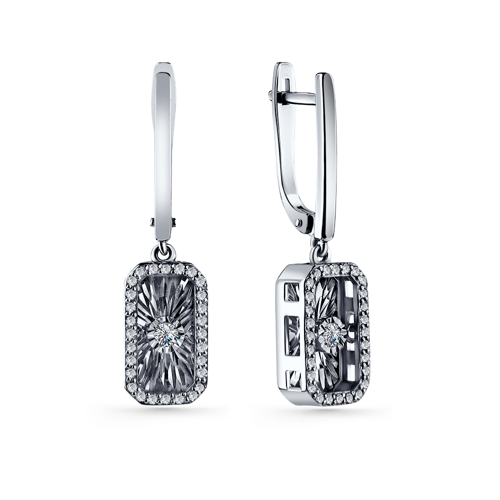 Ювелирное изделие - Серьги из белого золота с бриллиантами в магазине Best-Gold 139912