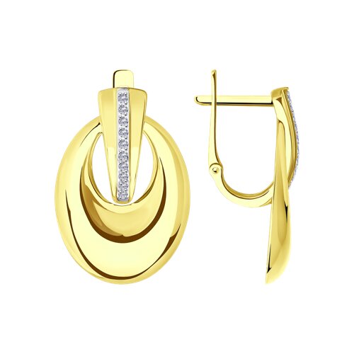 Серьги из жёлтого золота с фианитами Ювелирное изделие - Серьги из жёлтого золота с фианитами в магазине Best-Gold 041498