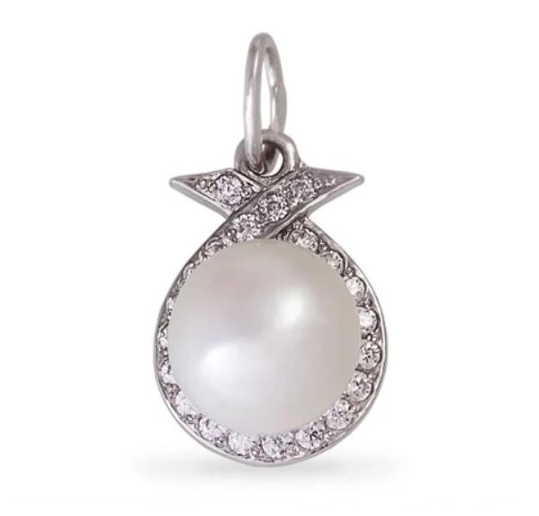 Подвеска из серебра с жемчугом и фианитами
