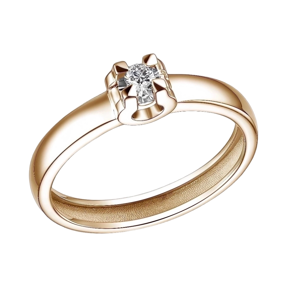 Кольцо помолвочное из красного золота с бриллиантом Ювелирное изделие - Кольцо помолвочное из красного золота с бриллиантом в магазине Best-Gold 145611