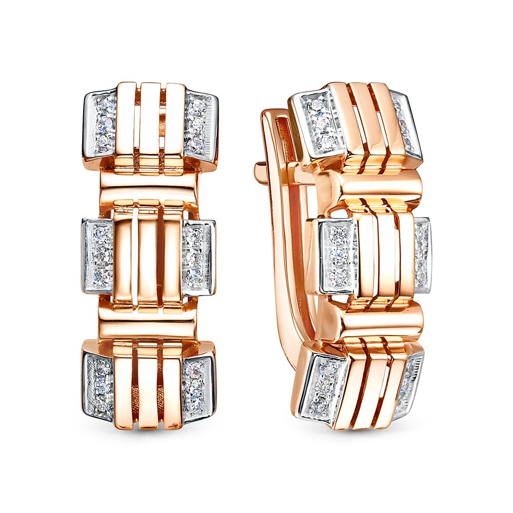 Серьги из красного золота с фианитами Ювелирное изделие - Серьги из красного золота с фианитами в магазине Best-Gold 149559