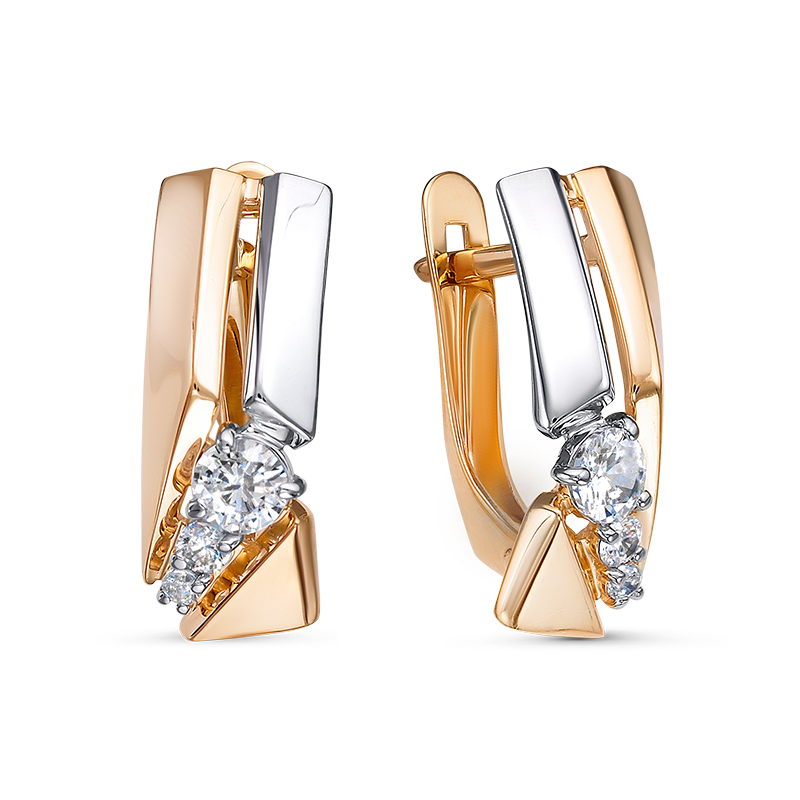 Серьги из красного золота с фианитами Ювелирное изделие - Серьги из красного золота с фианитами в магазине Best-Gold 045736