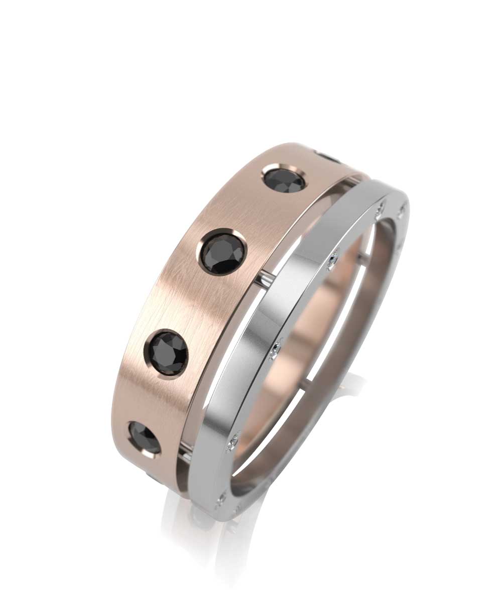 Обручальное кольцо из комбинированного золота с бриллиантами Ювелирное изделие - Обручальное кольцо из комбинированного золота с бриллиантами в магазине Best-Gold 144231