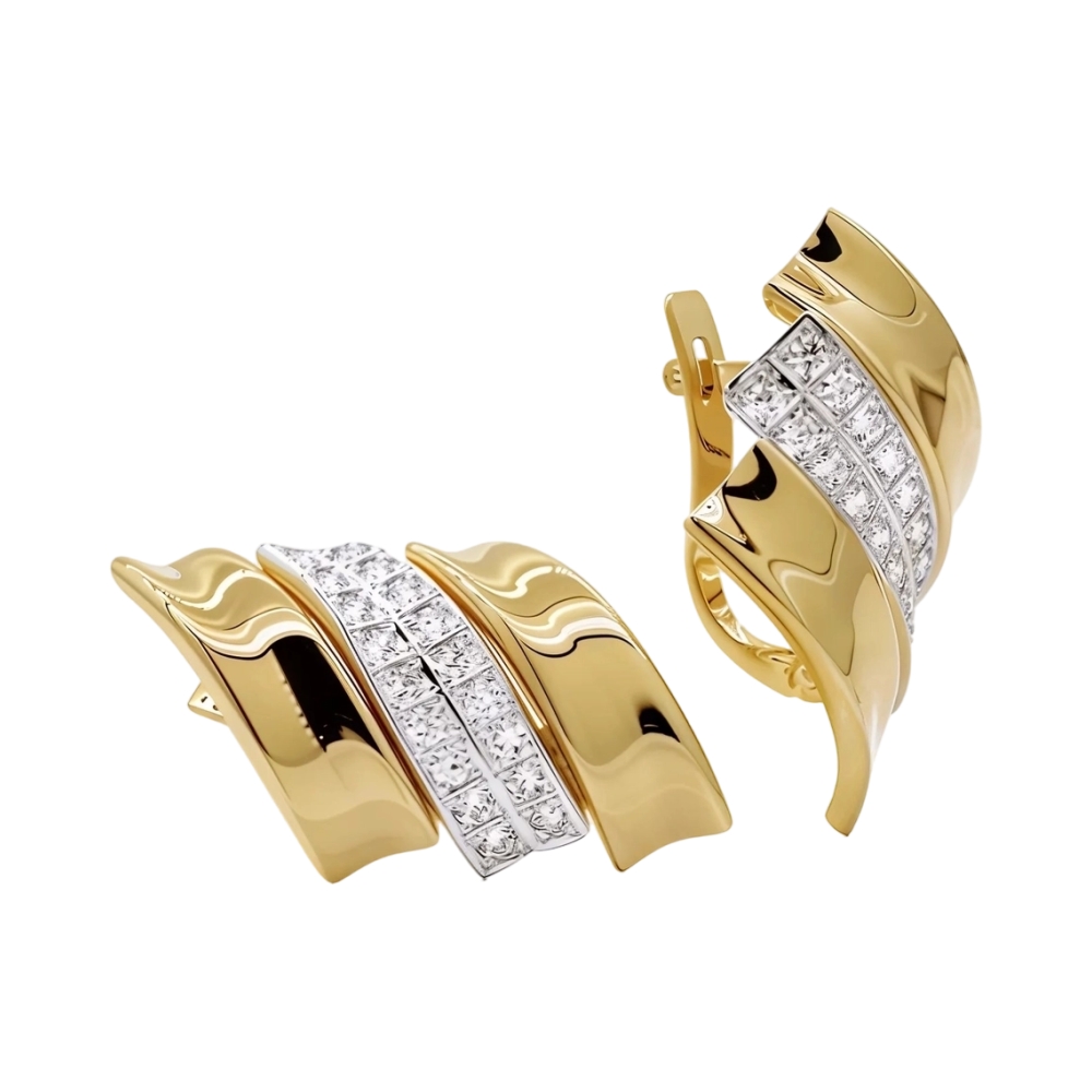 Ювелирное изделие - Серьги из красного золота с фианитами в магазине Best-Gold 156035