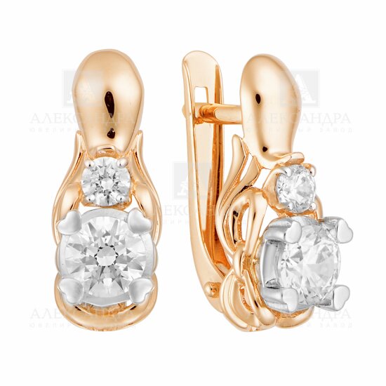 Ювелирное изделие - Серьги из белого золота с фианитами в магазине Best-Gold 139946