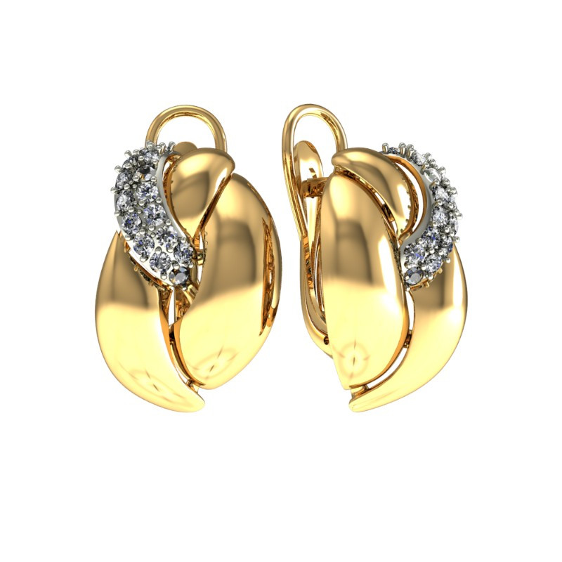 Серьги из красного золота с фианитами Ювелирное изделие - Серьги из красного золота с фианитами в магазине Best-Gold 033941