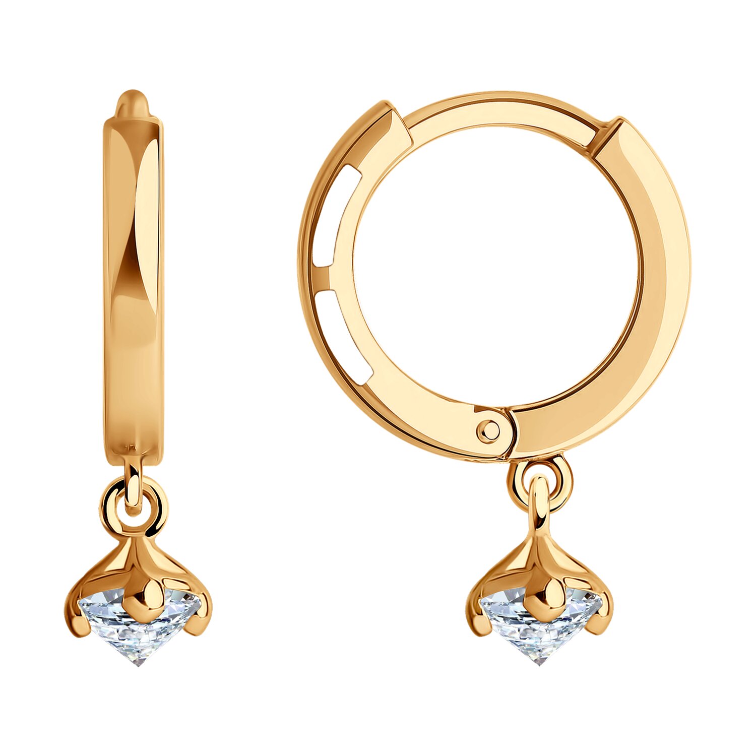 Серьги из красного золота с фианитами Ювелирное изделие - Серьги из красного золота с фианитами в магазине Best-Gold 123947