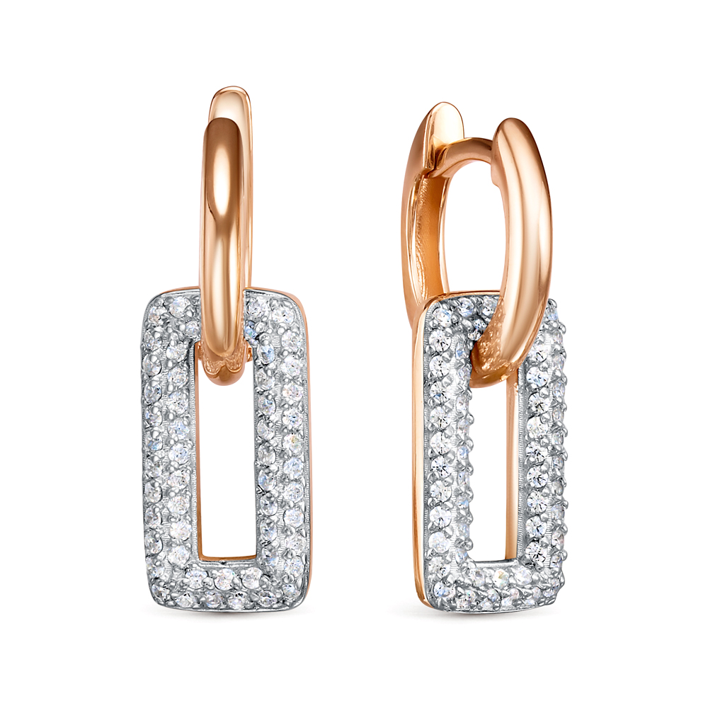 Серьги из красного золота с фианитами Ювелирное изделие - Серьги из красного золота с фианитами в магазине Best-Gold 140976