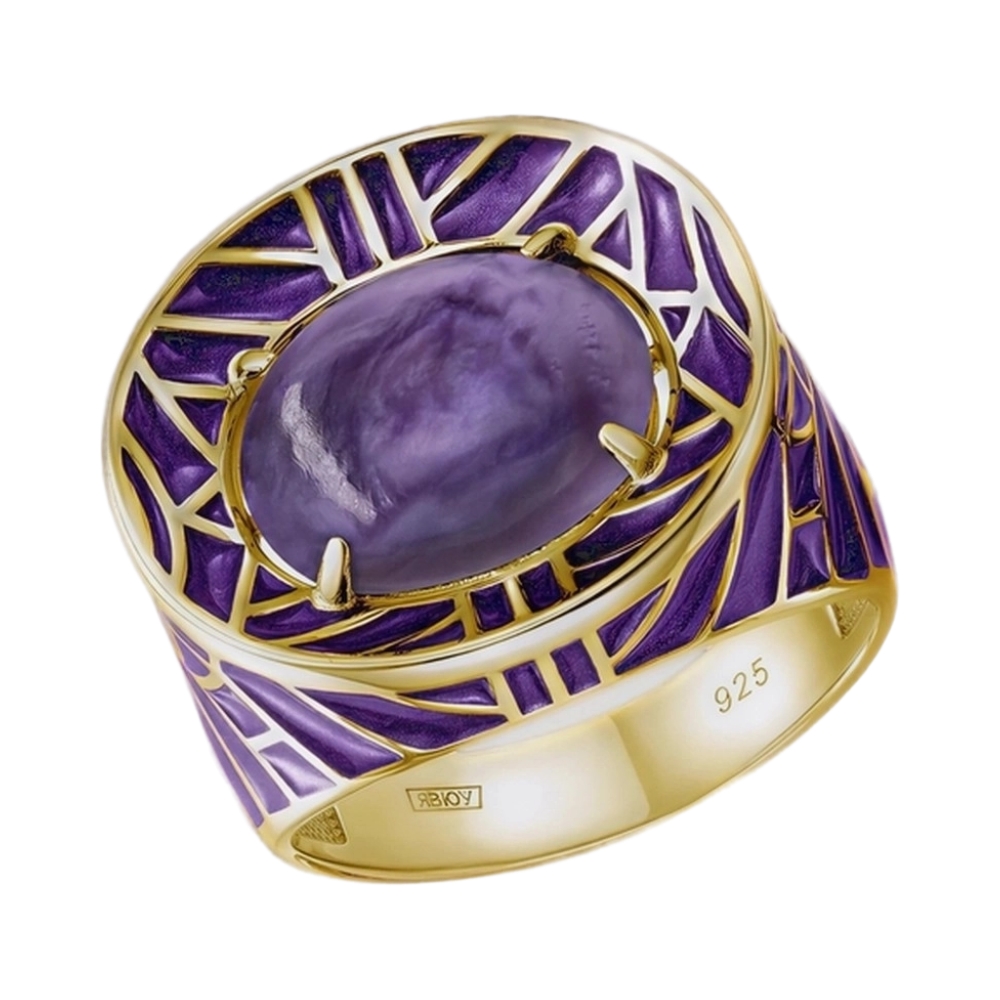 Кольцо из серебра с чароитом