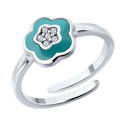 Кольцо из серебра с эмалью и фианитами Ювелирное изделие - Кольцо из серебра с эмалью и фианитами в магазине Best-Gold 140667