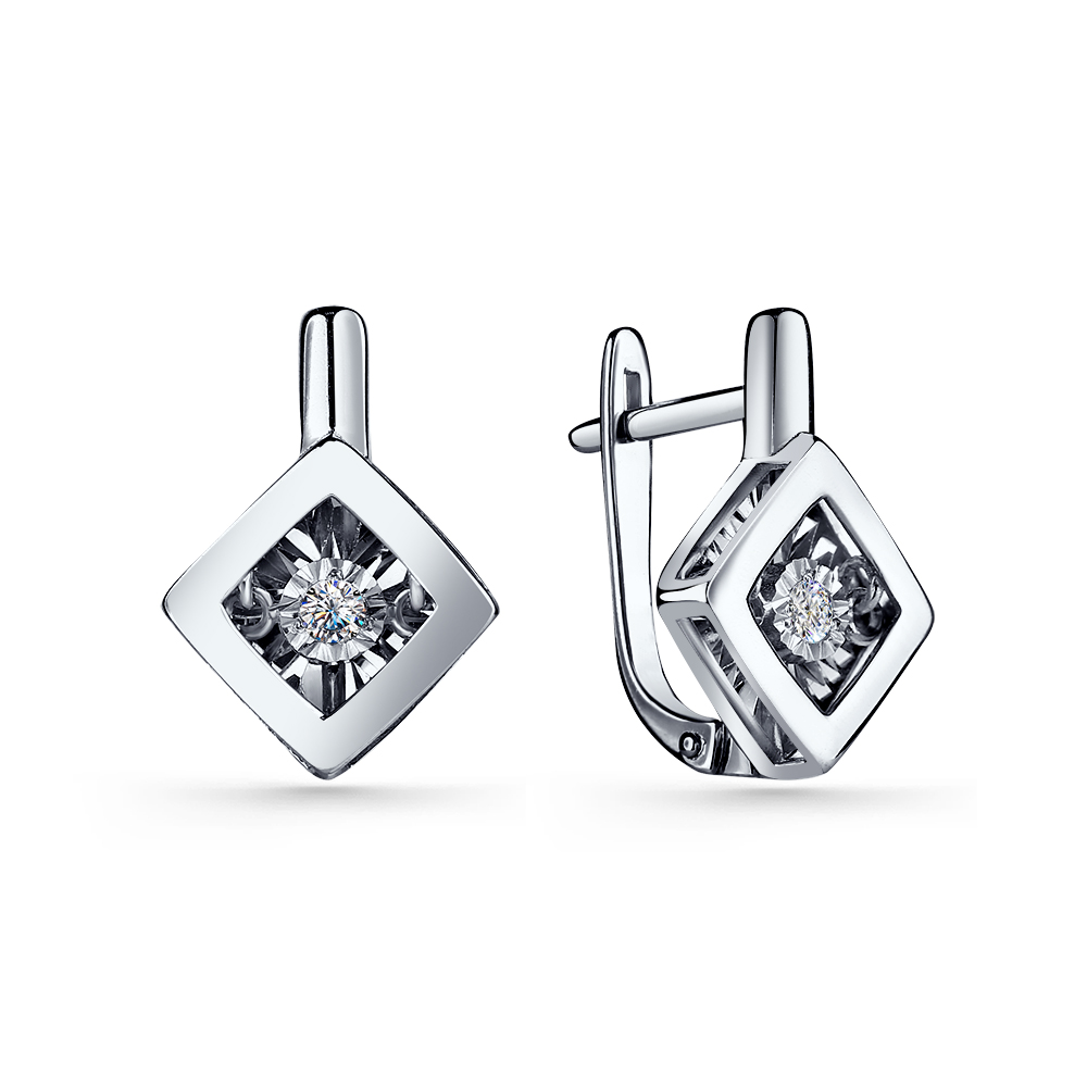 Серьги из белого золота с бриллиантам Ювелирное изделие - Серьги из белого золота с бриллиантам в магазине Best-Gold 139883