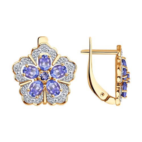 Ювелирное изделие - Серьги из красного золота с танзанитом и бриллиантами в магазине Best-Gold 144733