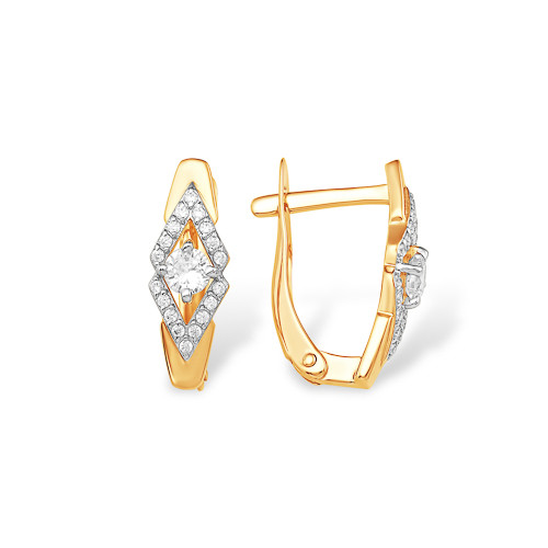 Ювелирное изделие - Серьги из красного золота с фианитами в магазине Best-Gold 029675