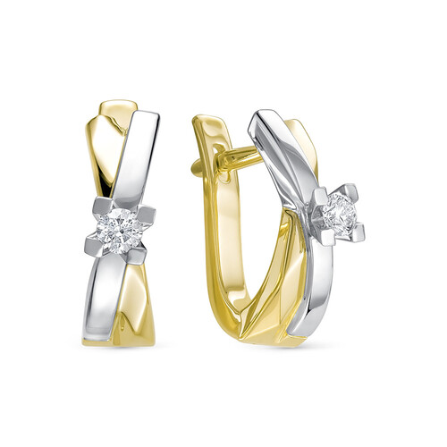 Серьги из комбинированного золота с бриллиантами Ювелирное изделие - Серьги из комбинированного золота с бриллиантами в магазине Best-Gold 030534