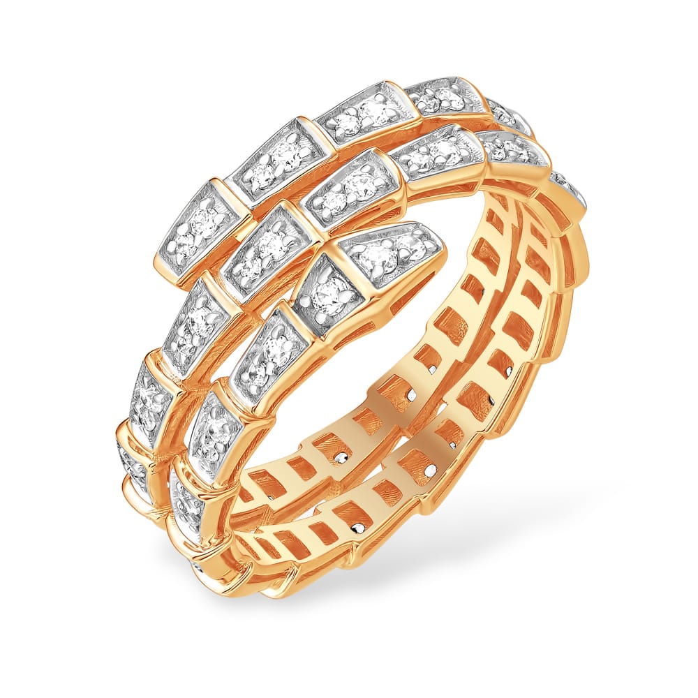 Кольцо из красного золота с фианитами