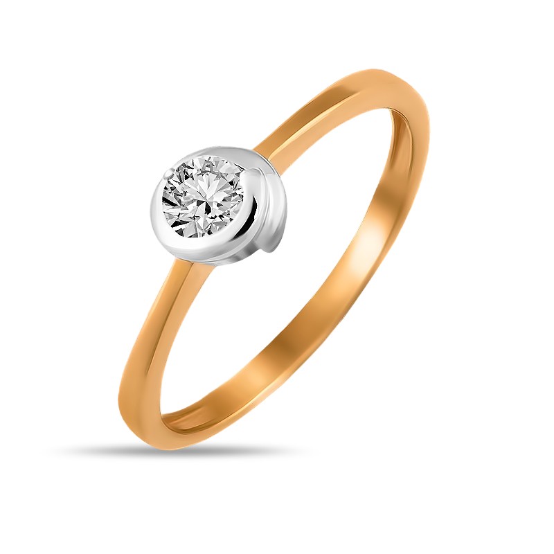 Кольцо из комбинированного золота с фианитом Ювелирное изделие - Кольцо из комбинированного золота с фианитом в магазине Best-Gold 126660