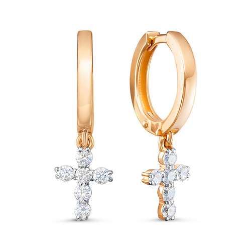 Серьги из красного золота с фианитами Ювелирное изделие - Серьги из красного золота с фианитами в магазине Best-Gold 030342