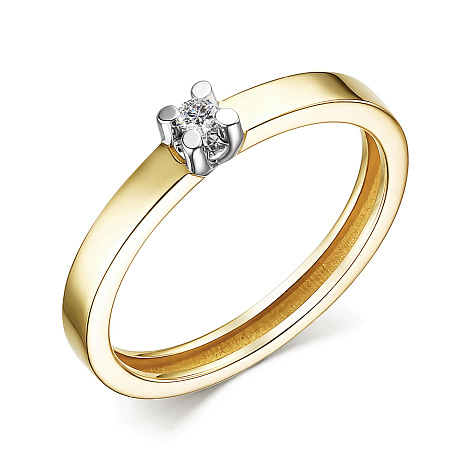 Кольцо из желтого золота с бриллиантом