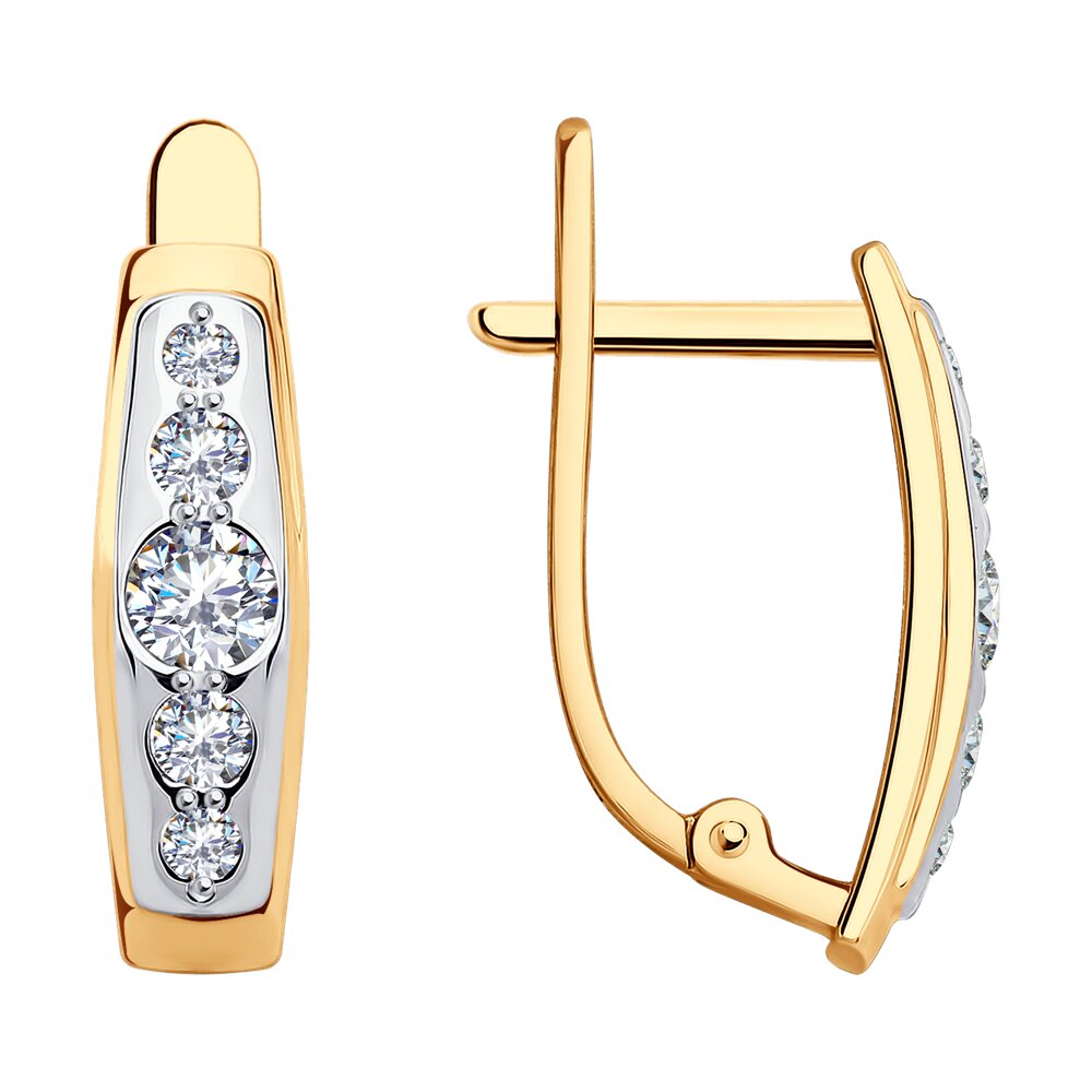 Серьги из красного золота с фианитами Ювелирное изделие - Серьги из красного золота с фианитами в магазине Best-Gold 049447