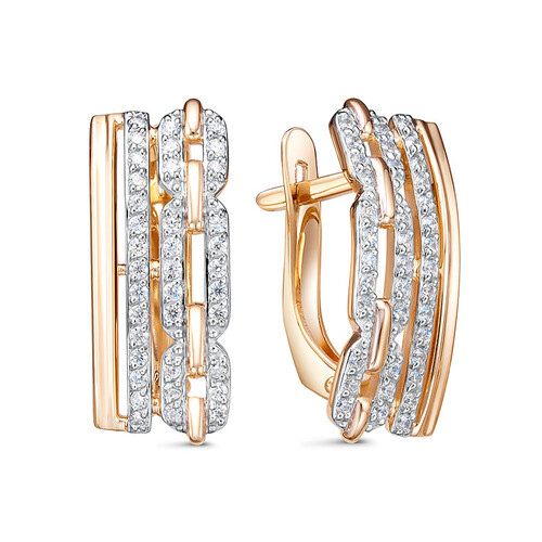 Серьги из красного золота с фианитами Ювелирное изделие - Серьги из красного золота с фианитами в магазине Best-Gold 108388