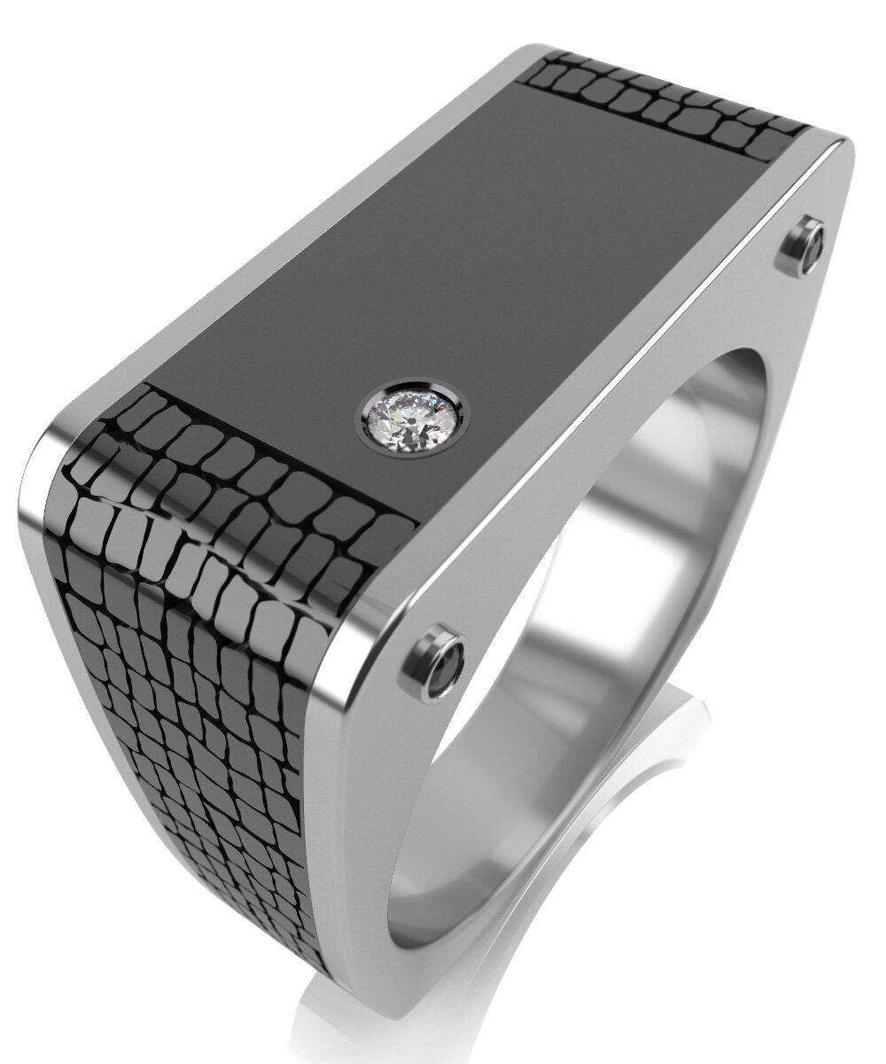 Печатка мужская из серебра с керамикой и фианитом Ювелирное изделие - Печатка мужская из серебра с керамикой и фианитом в магазине Best-Gold 134646