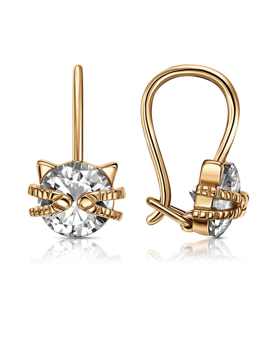 Ювелирное изделие - Серьги из красного золота с фианитами в магазине Best-Gold 134483