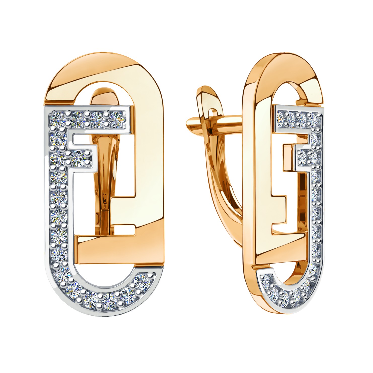 Серьги из красного золота с фианитами Ювелирное изделие - Серьги из красного золота с фианитами в магазине Best-Gold 141456