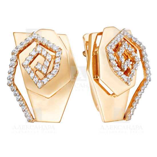 Серьги из красного золота с фианитами Ювелирное изделие - Серьги из красного золота с фианитами в магазине Best-Gold 034751