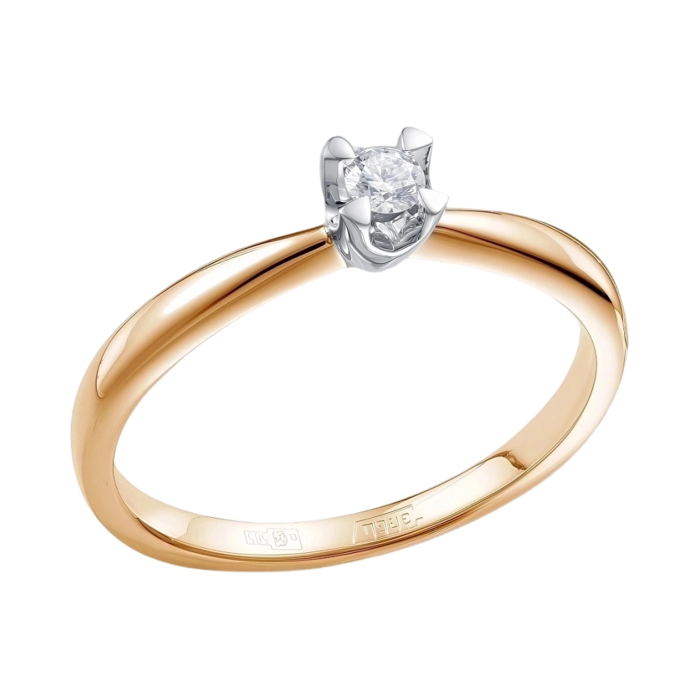 Помолвочное кольцо из красного золота с бриллиантом Ювелирное изделие - Помолвочное кольцо из красного золота с бриллиантом в магазине Best-Gold 145786