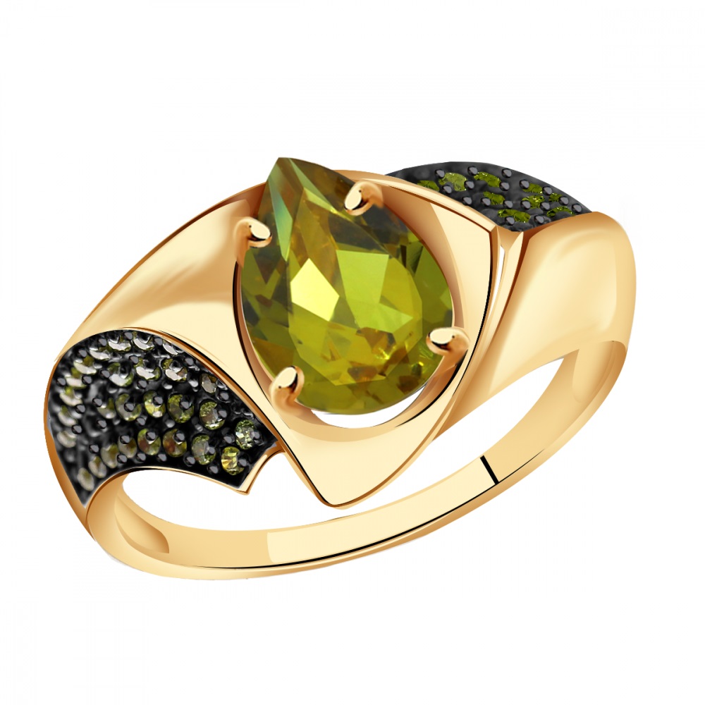 Кольцо из красного золота с султанитом и фианитами Ювелирное изделие - Кольцо из красного золота с султанитом и фианитами в магазине Best-Gold 144531