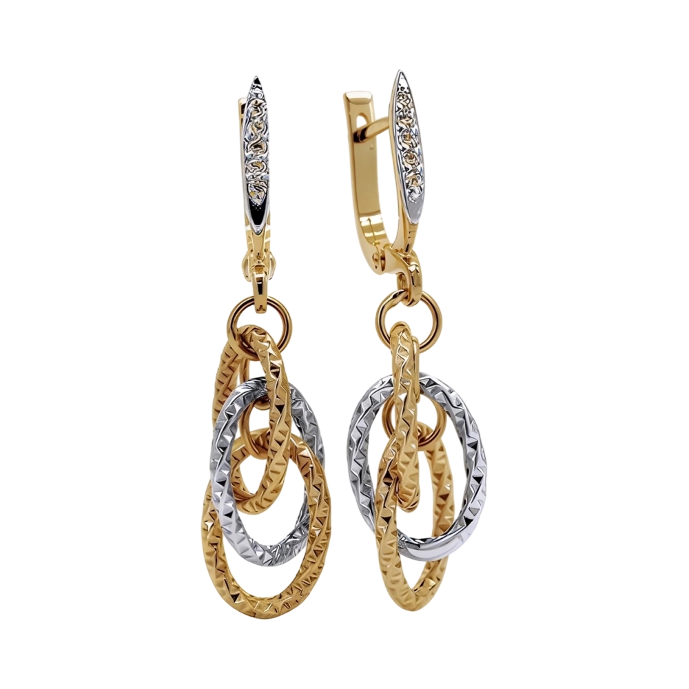 Ювелирное изделие - Серьги из комбинированного золота с фианитами в магазине Best-Gold 156037