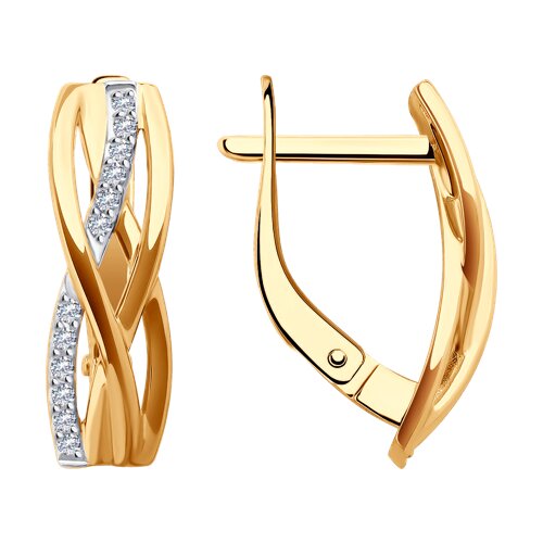 Серьги из красного золота с фианитами Ювелирное изделие - Серьги из красного золота с фианитами в магазине Best-Gold 139369