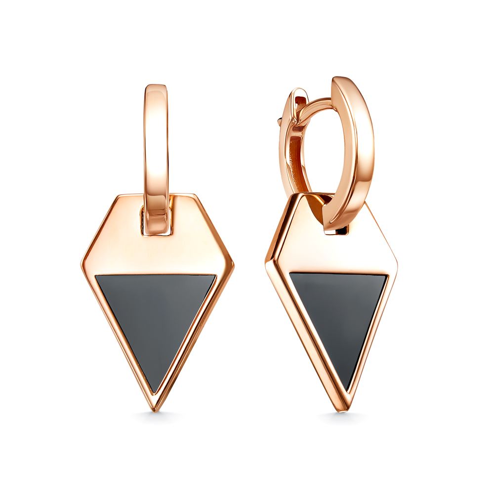 Ювелирное изделие - Серьги из красного золота с ониксом в магазине Best-Gold 147655