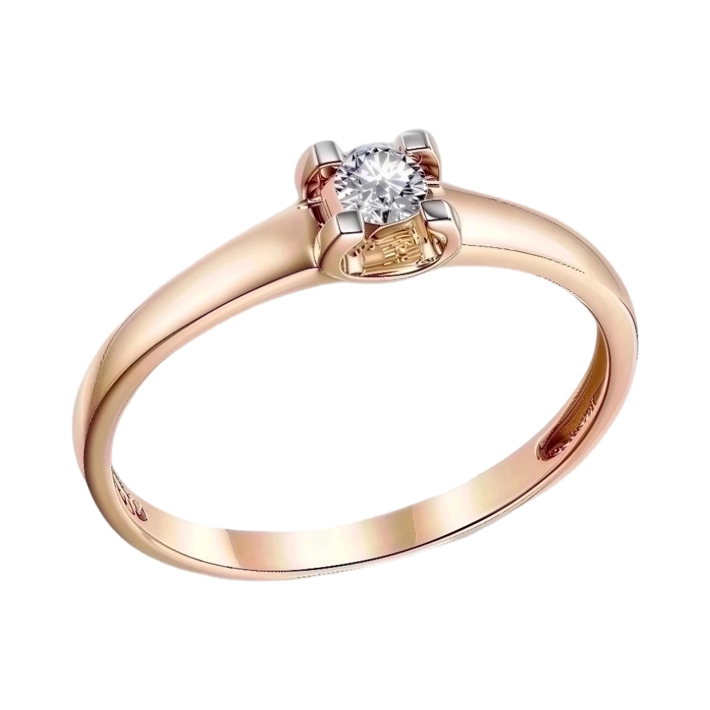 Ювелирное изделие - Кольцо помолвочное из красного золота с бриллиантом в магазине Best-Gold 083361