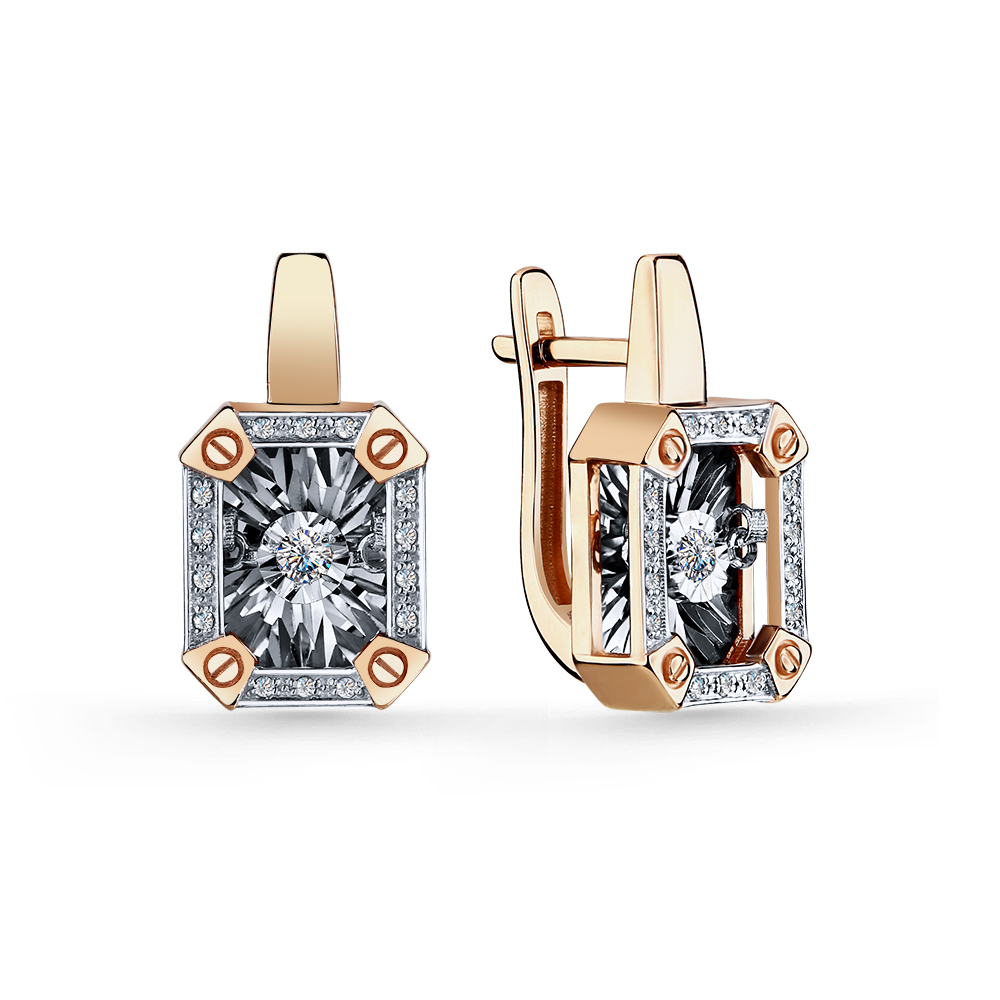 Серьги из красного золота с бриллиантами Ювелирное изделие - Серьги из красного золота с бриллиантами в магазине Best-Gold 144430