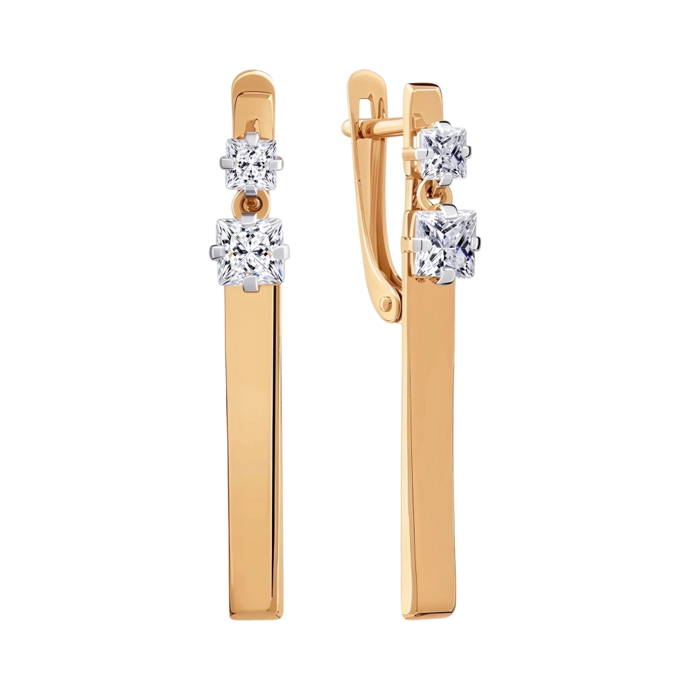 Серьги из красного золота с фианитами Ювелирное изделие - Серьги из красного золота с фианитами в магазине Best-Gold 155388