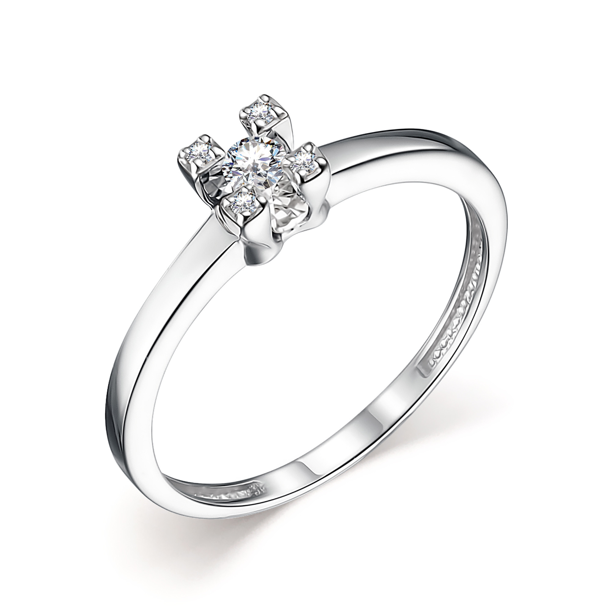 Кольцо помолвочное из белого золота с бриллиантами Ювелирное изделие - Кольцо помолвочное из белого золота с бриллиантами в магазине Best-Gold 033516