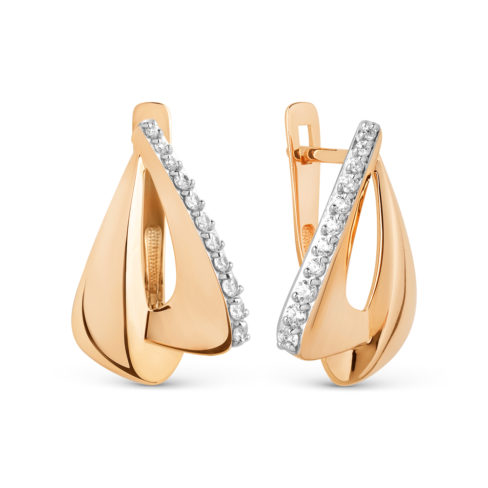 Ювелирное изделие - Серьги из красного золота с фианитами в магазине Best-Gold 046417