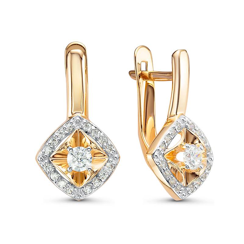 Ювелирное изделие - Серьги из красного золота с фианитами в магазине Best-Gold 133090