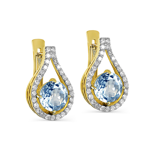 Ювелирное изделие - Серьги из желтого золота с топазами и бриллиантами в магазине Best-Gold 141774