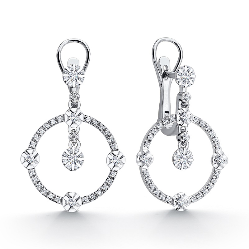 Ювелирное изделие - Серьги из белого золота с бриллиантами в магазине Best-Gold 153564