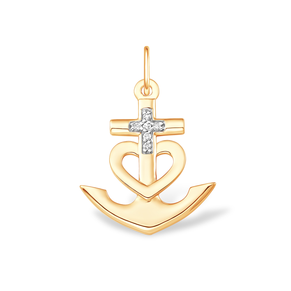 Ювелирное изделие - Подвеска из красного золота с фианитами в магазине Best-Gold 142681