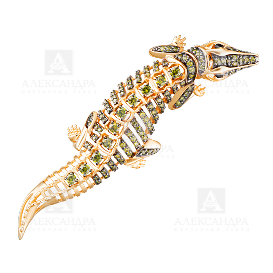 Ювелирное изделие - Брошь из красного золота с фианитами в магазине Best-Gold 144522